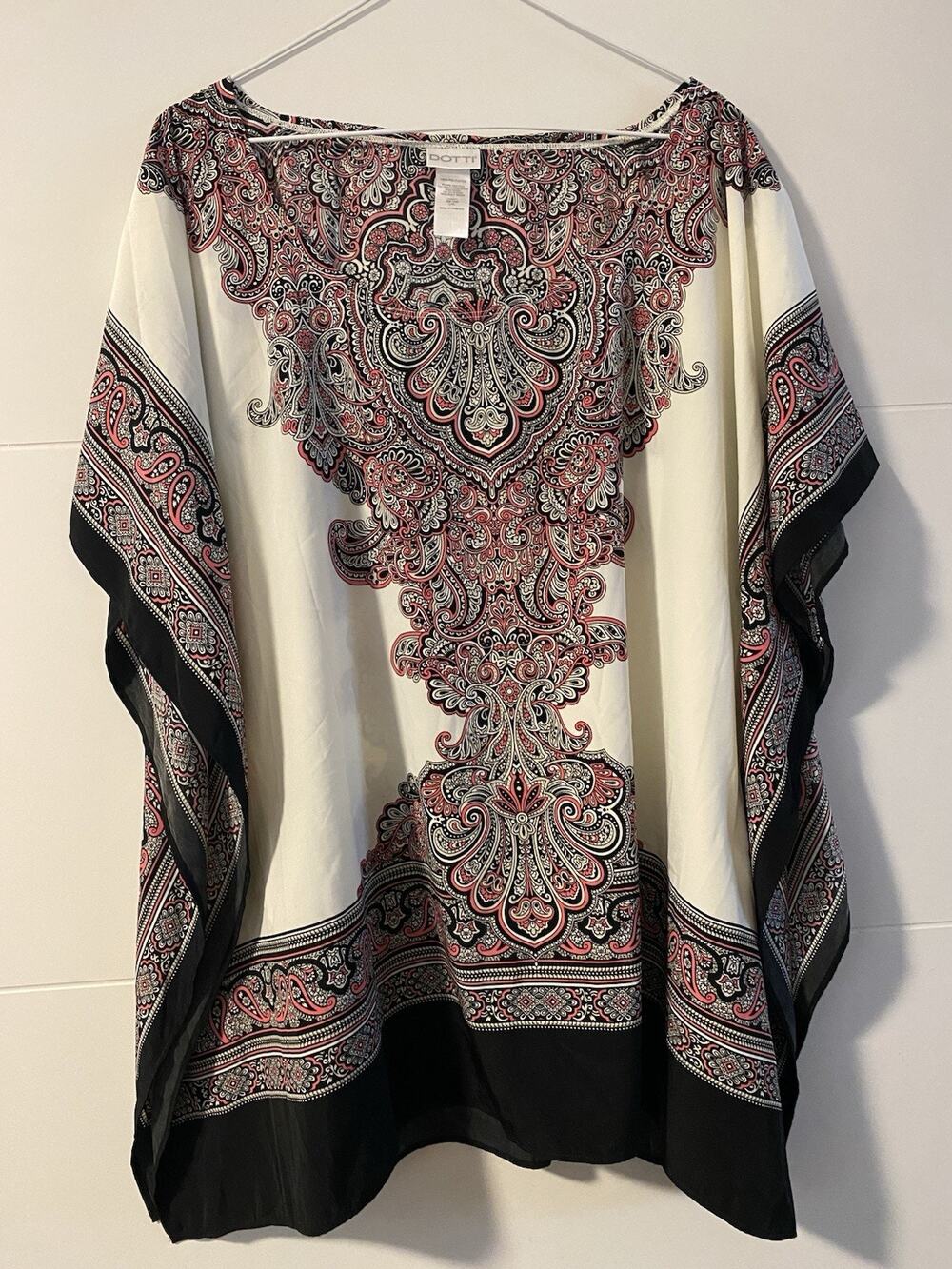 Dotti Womens Hankerchief Blouse Size L/XL Oversized Flowy Artsy Boho Office
